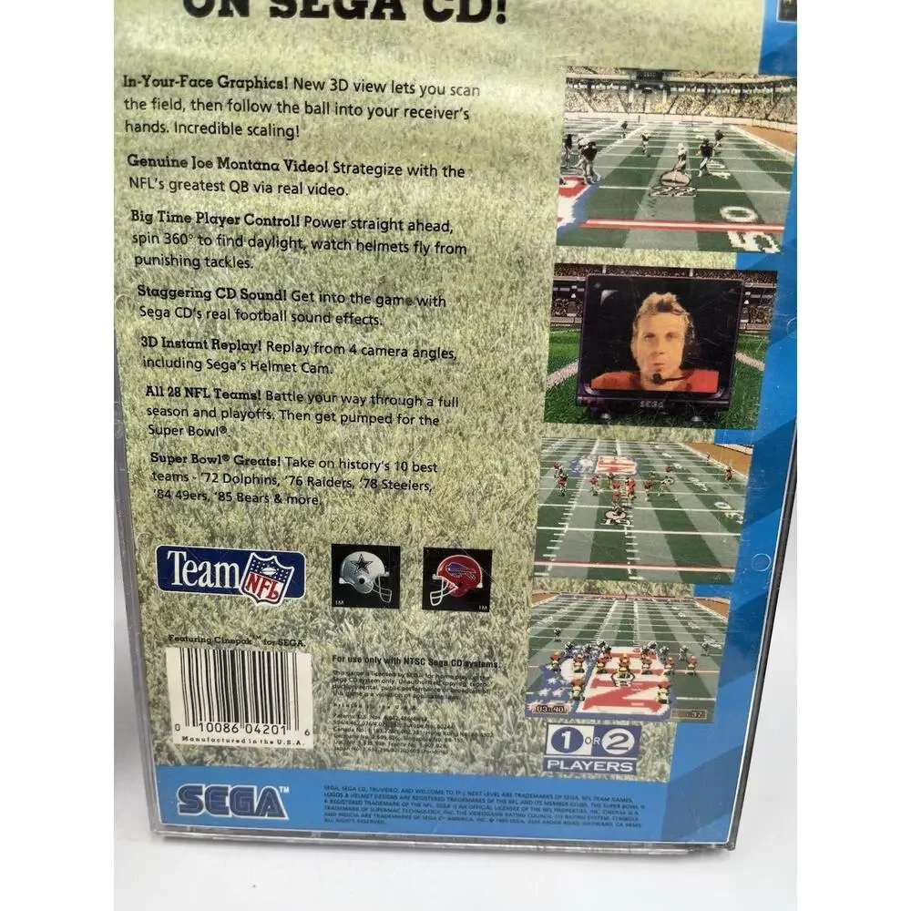 1993 Joe Montana's NFL Football Sega CD Game Disc No Cover & Instruction Manual